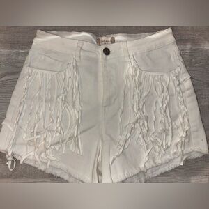 Altar'd State White Fringe Jean Shorts